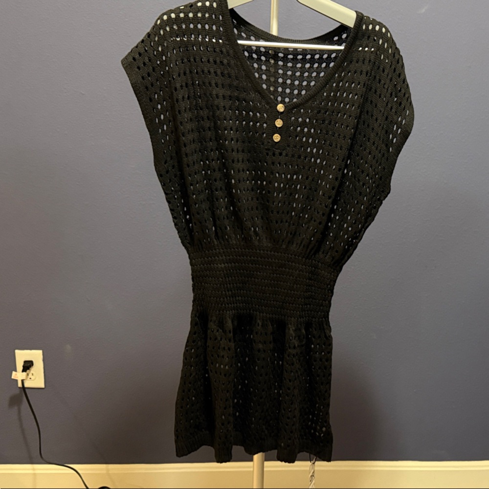 Elegant Black Crochet Dress